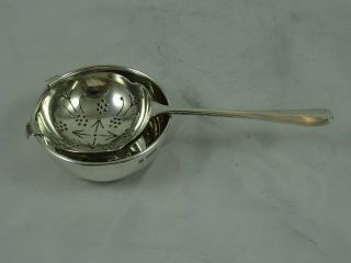 Solid Silver Tea Strainer On Stand,  1962,  94gm