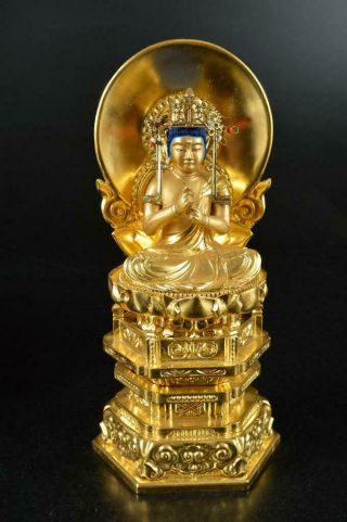 S2823: Japanese Wooden BUDDHIST STATUE sculpture Ornament Buddhist art w/box 2