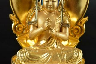 S2823: Japanese Wooden BUDDHIST STATUE sculpture Ornament Buddhist art w/box 4
