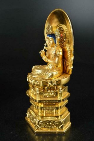 S2823: Japanese Wooden BUDDHIST STATUE sculpture Ornament Buddhist art w/box 7