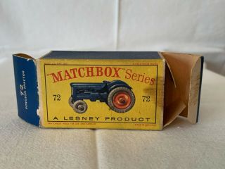 Matchbox Lesney Fordson Tractor 72 Box Only