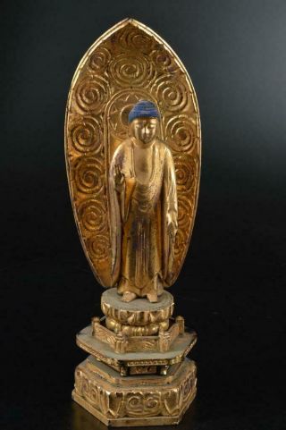 S2375: Japanese Wood Carving Buddhist Statue Sculpture Ornament Buddhist Art