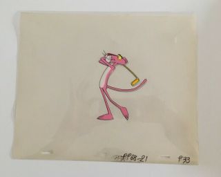 Pink Panther,  Production Cel,  Hand Painted Matching Pencil Drawing Golfing