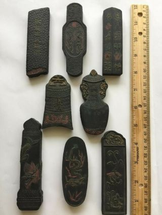 Cased Group of 8 Very Fine Quality Antique Chinese Ink Blocks 2