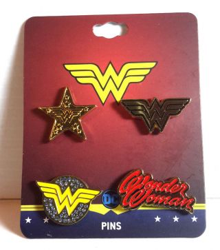 Wonder Woman Dc Comics 1 " Cloisonne/metal Pin Set Of 4 - Bioworld