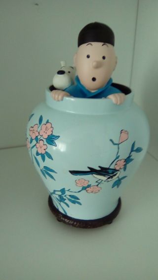 Tintin Lotus Bleu Potiche Résine Statue Figurine Usagé Les Images Mythiques