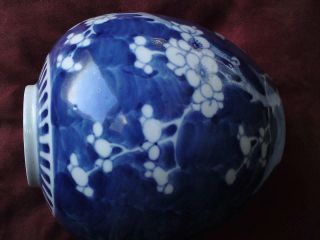 19thc antique Chinese blue & white porcelain prunus ginger jar medium size 8