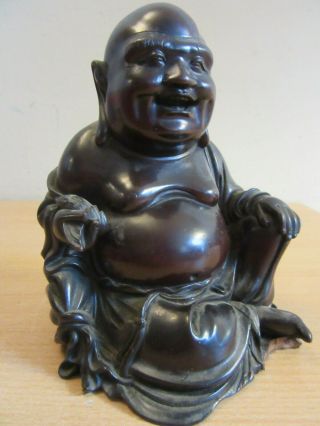 Antique Chinese Finely Carved Wooden Sitting Buddha Figure 5.  5 "
