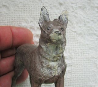 Antique Germany Cold Painted Metal Dog German Shepard Toy Figure