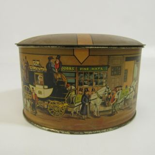 Vintage Dobbs Fifth Avenue Hat Box Metal Tin 5 " York Canister Container Can