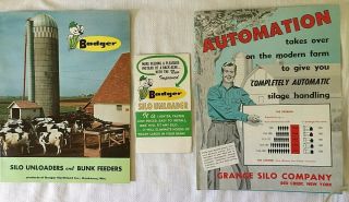 3 Vintage Grange & Badger Silo Unloaders Farm Equipment Sales Brochures