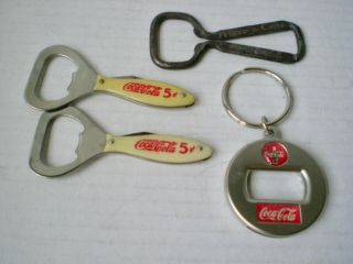 4 Vintage Coca Cola Bottle Openers Have A Coke Drink 5 Cents Pocket Knives Key