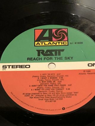 2 RATT LPs - REACH FOR THE SKY AND SELF TITLED LP Vinyl OG PRESSINGS 5