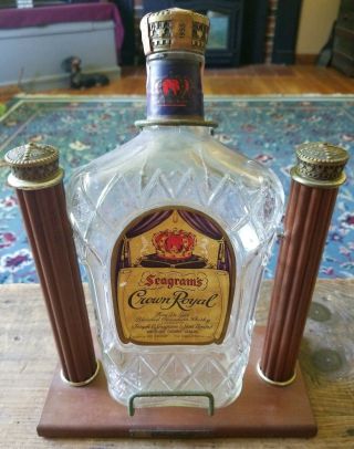 Vintage Crown Royal Swinging Pour Display With 1955 1/2 Gallon Bottle