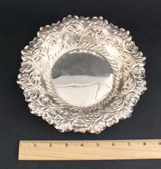 19thc Antique Victorian English Hallmarked Sterling Silver Repousse Center Bowl