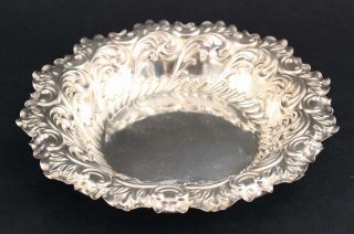 19thC Antique Victorian English Hallmarked Sterling Silver Repousse Center Bowl 2