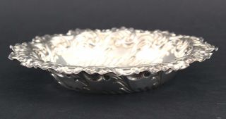 19thC Antique Victorian English Hallmarked Sterling Silver Repousse Center Bowl 5