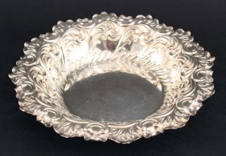 19thC Antique Victorian English Hallmarked Sterling Silver Repousse Center Bowl 6