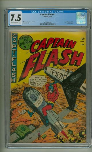Captain Flash 1 (cgc 7.  5) Ow/w Pgs; Origin; Sekowsky; Sterling; 1954 (c 24287)