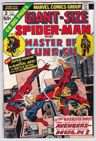 Giant - Size Spider - Man 2 F,  6.  5 Master Of Kung - Fu The Avengers Ross Andru Art