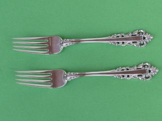 2 Gorham Medici Heavy Sterling Silver 7 1/2 Inch Dinner Forks 137.  1 Grams