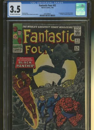 Fantastic Four 52 Cgc 3.  5 | Marvel 1966 | 1st Black Panther - T 