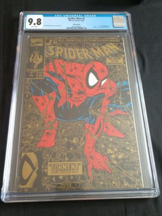 Cgc 9.  8 Spider - Man 1 (gold) - Todd Mcfarlane - White Pages/new Case (see Note)