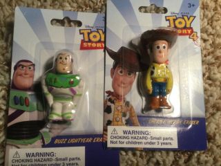 Disney Pixar Toy Story 4 Eraser Woody & Buzz Lightyear Set 2 Erasers