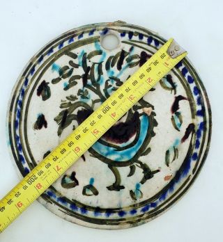 Antique Persian handmade hand painted plaque with Bird 7