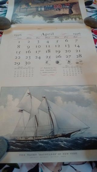 vintage 1956 Currier & Ives wall calendar The Travellers Insurance Co. 2