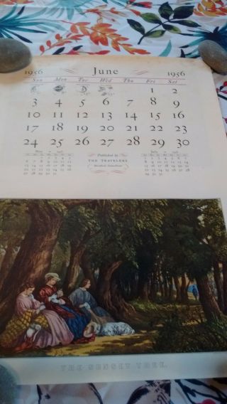 vintage 1956 Currier & Ives wall calendar The Travellers Insurance Co. 4