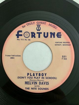 Northern Soul 45 Melvin Davis ‎– I Won ' t Be Your Fool / Playboy Fortune 551 2