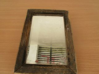 VINTAGE OLD WOODEN & TIN MADE HAND CARVED FRAME SMALL SHAVING / MAKEUP MIRROR 3