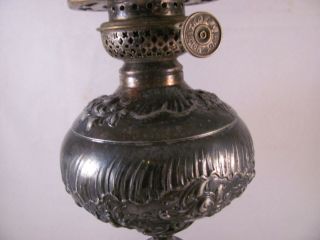 Antique Silverplate Oil Lamp Simpson Hall Miller Co Quadruple Unusual 11 in 4