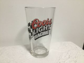 Coors Light Racing Beer Pint Glass Cup Checkered Flag Car Mug 16oz