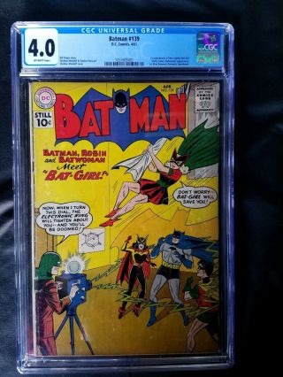 Batman 139 Cgc 4.  0 (apr 1961) 1st Appearance Of Bat - Girl,  Key Book