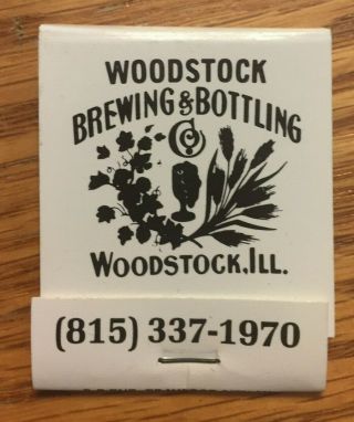 Vintage Woodstock Brewing & Bottling - Full Unstruck Matchbook From Woodstock,  Il