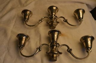 2 Pc Gorham Sterling Silver Chantilly 3 Candle Candelabra Top Part Holder M