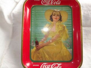 Vintage 1938 Coca Cola Serving Tray Lady In The Yellow Dress - Bradshaw Crandall