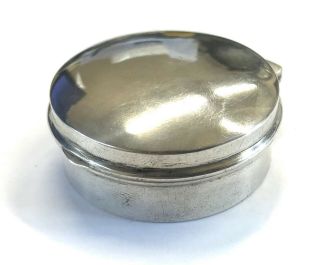 Solid Silver Antique Pill Box With Hinged Lid