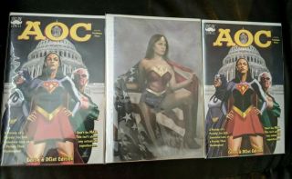 Alexandria Ocasio - Cortez Aoc Comic Wonder Woman Variant Plus 2 Supergirl Varient