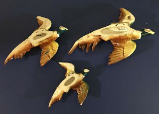 3pc Vintage Ceramic Flying Pheasants Wall Decor. 5