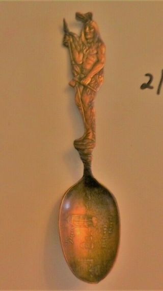 Vintage Souvenir Indian Warrior And Papoose Spoon Copper