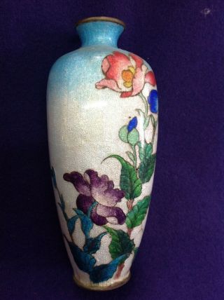 Rare Antique Japanese Ginbari Silver Foil Cloisonne Vase Signed On Base