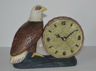 Vintage American Bald Eagle Statue And Clock Ceramic/bisque