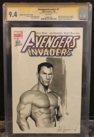 Avengers Invaders 1 Cgc Ss 9.  4 Signed Sketched By Adi Granov Namor Sub - Mariner