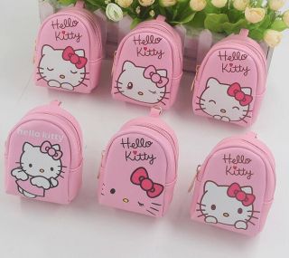 Cute Pink Hello Kitty Mini Backpack Coin Purse Portable Keyring Key Chains Gift