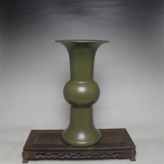 Chinese Old Marked Tea Dust Glaze Porcelain Temple Vase