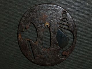 AX & Shell TSUBA of KATANA (sword) : EDO : 2.  7 × 2.  9 × 0.  2 