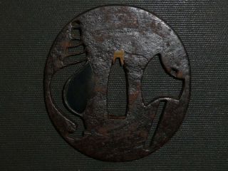 AX & Shell TSUBA of KATANA (sword) : EDO : 2.  7 × 2.  9 × 0.  2 